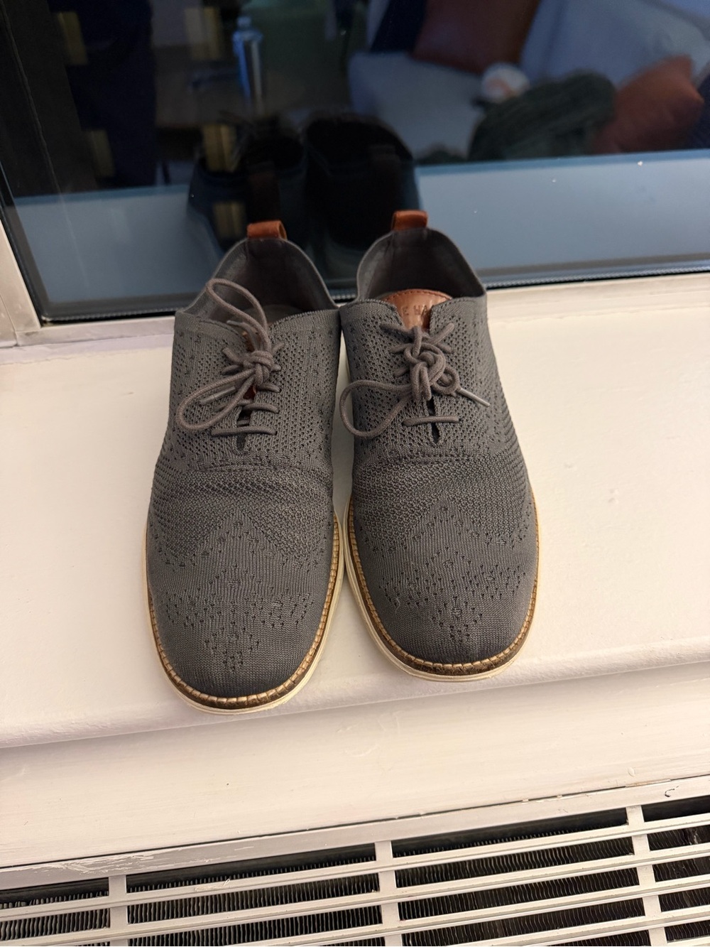 Cole Hahn Men's Gray Knit Lace-Up Dress Shoes